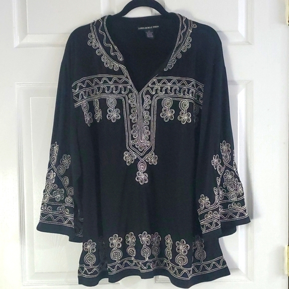 Lauren Michelle Boho Embroidered Top Blouse Size 3X - Picture 1 of 7
